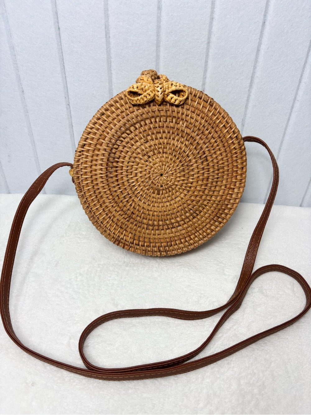 Straw Purse Handbag Summer Beige Natural Handwoven Classic Wicker Rattan